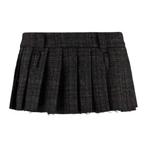 Miu Miu Black and Brown Plaid Mini Skirt size 42